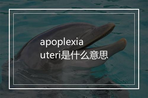 apoplexia uteri是什么意思