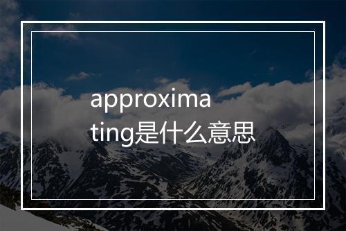 approximating是什么意思