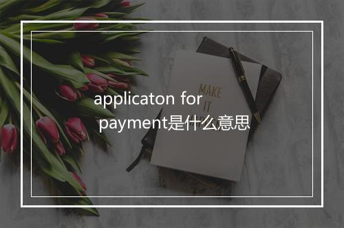 applicaton for payment是什么意思