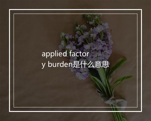 applied factory burden是什么意思