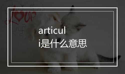 articuli是什么意思