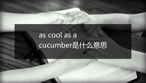 as cool as a cucumber是什么意思