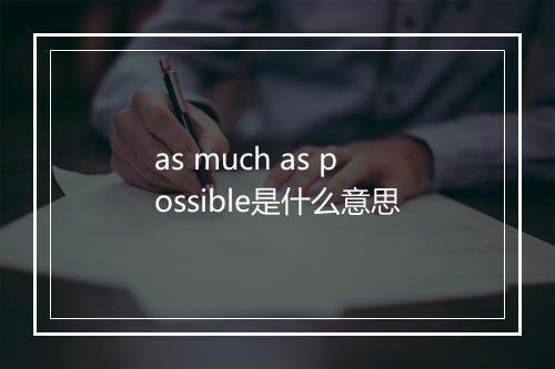 as much as possible是什么意思