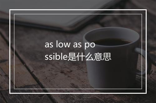 as low as possible是什么意思