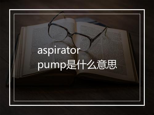 aspirator pump是什么意思