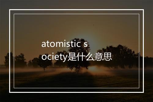 atomistic society是什么意思