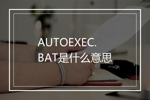 AUTOEXEC.BAT是什么意思