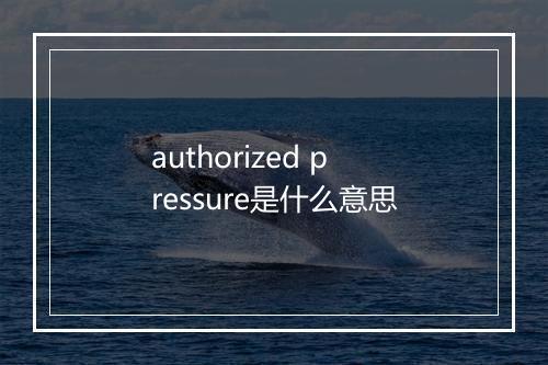 authorized pressure是什么意思