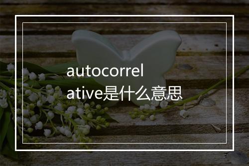 autocorrelative是什么意思