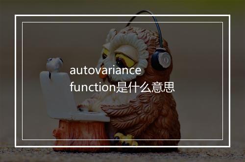 autovariance function是什么意思