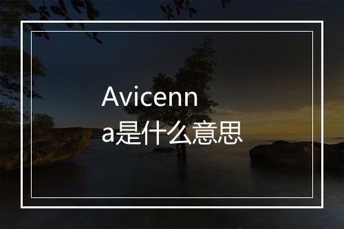 Avicenna是什么意思