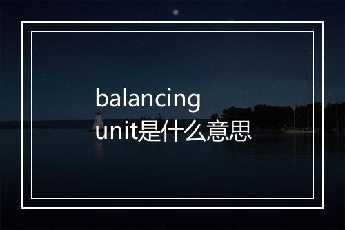 balancing unit是什么意思