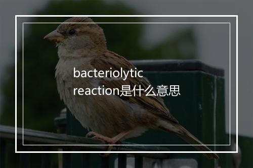 bacteriolytic reaction是什么意思