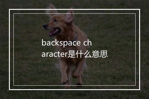 backspace character是什么意思