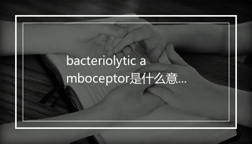 bacteriolytic amboceptor是什么意思