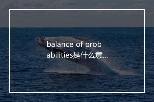 balance of probabilities是什么意思