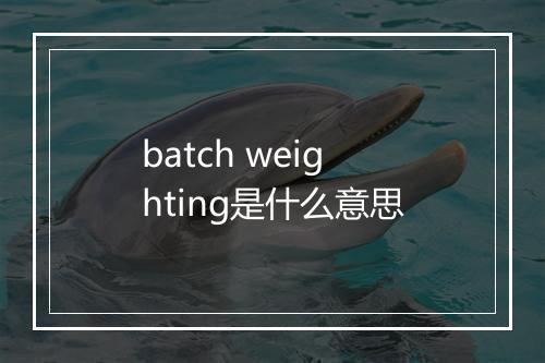 batch weighting是什么意思