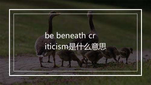 be beneath criticism是什么意思