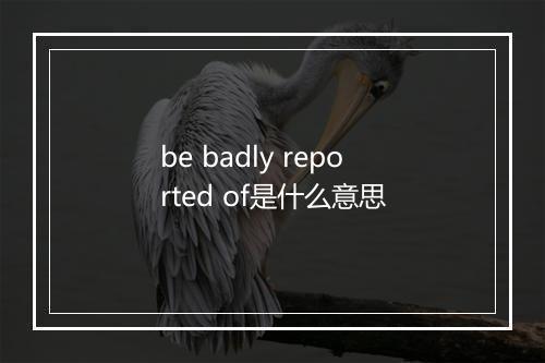 be badly reported of是什么意思