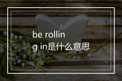 be rolling in是什么意思