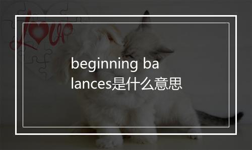 beginning balances是什么意思