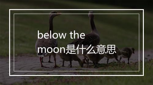 below the moon是什么意思