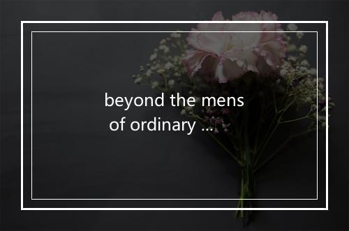 beyond the mens of ordinary consumer是什么意思