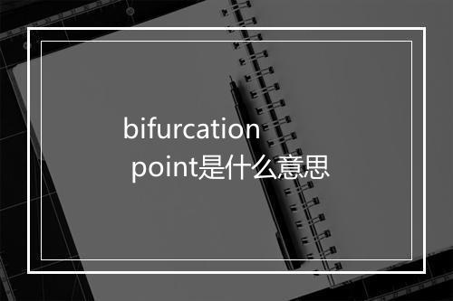 bifurcation point是什么意思