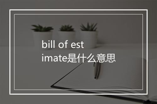 bill of estimate是什么意思