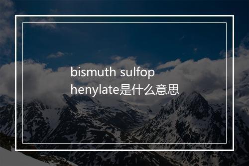 bismuth sulfophenylate是什么意思