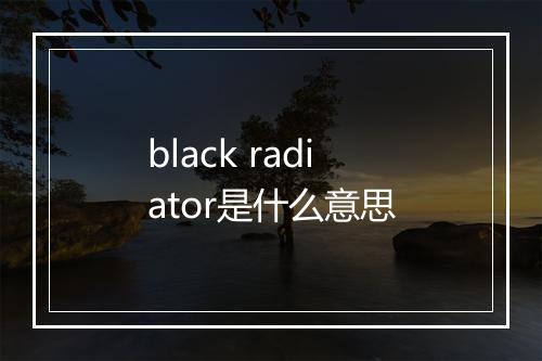 black radiator是什么意思