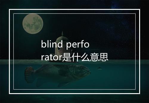 blind perforator是什么意思