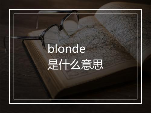 blonde是什么意思