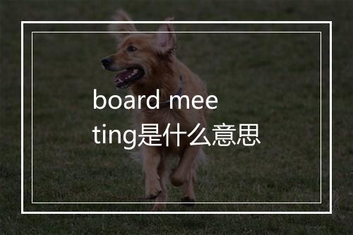 board meeting是什么意思