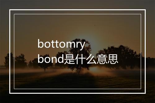 bottomry bond是什么意思