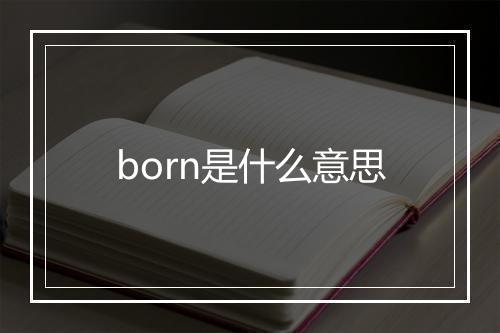 born是什么意思