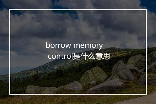 borrow memory control是什么意思