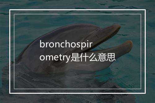 bronchospirometry是什么意思