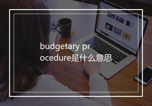 budgetary procedure是什么意思