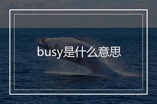 busy是什么意思