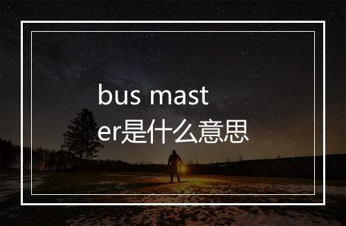 bus master是什么意思