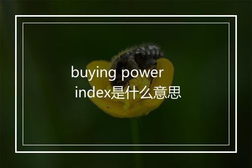 buying power index是什么意思