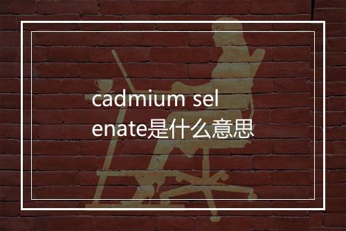 cadmium selenate是什么意思