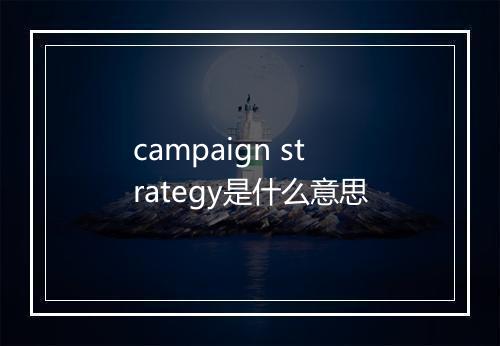 campaign strategy是什么意思