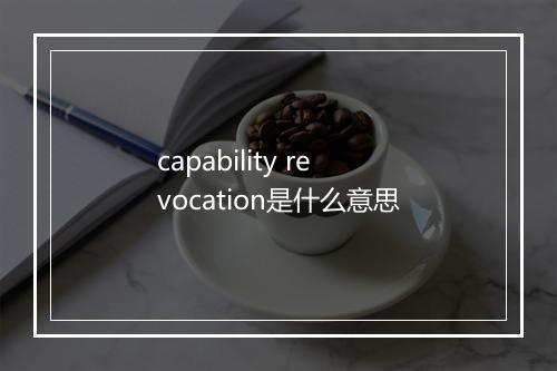 capability revocation是什么意思