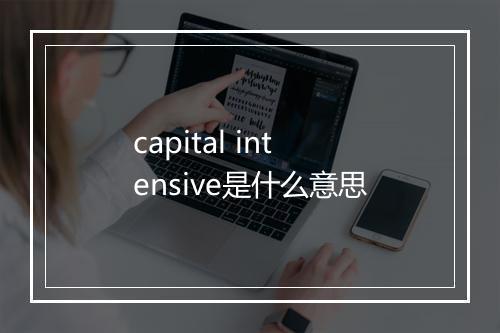 capital intensive是什么意思