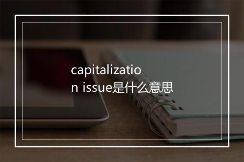 capitalization issue是什么意思