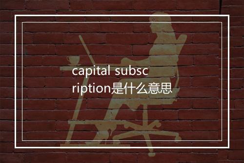 capital subscription是什么意思