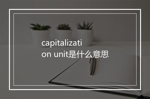 capitalization unit是什么意思