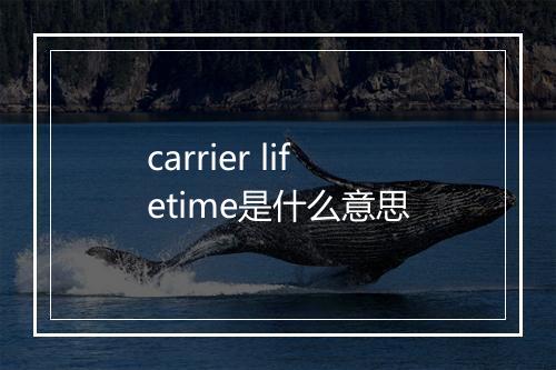 carrier lifetime是什么意思